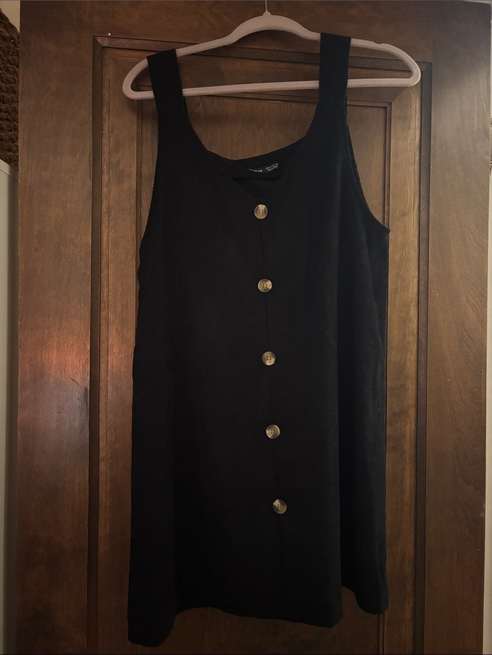 SHEIN Black Button-Front Sleeveless Shift Dress